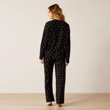 Load image into Gallery viewer, Ariat Women&#39;s Dreams Pajama Set (BLACK CATTLE BRAND PRINT)
